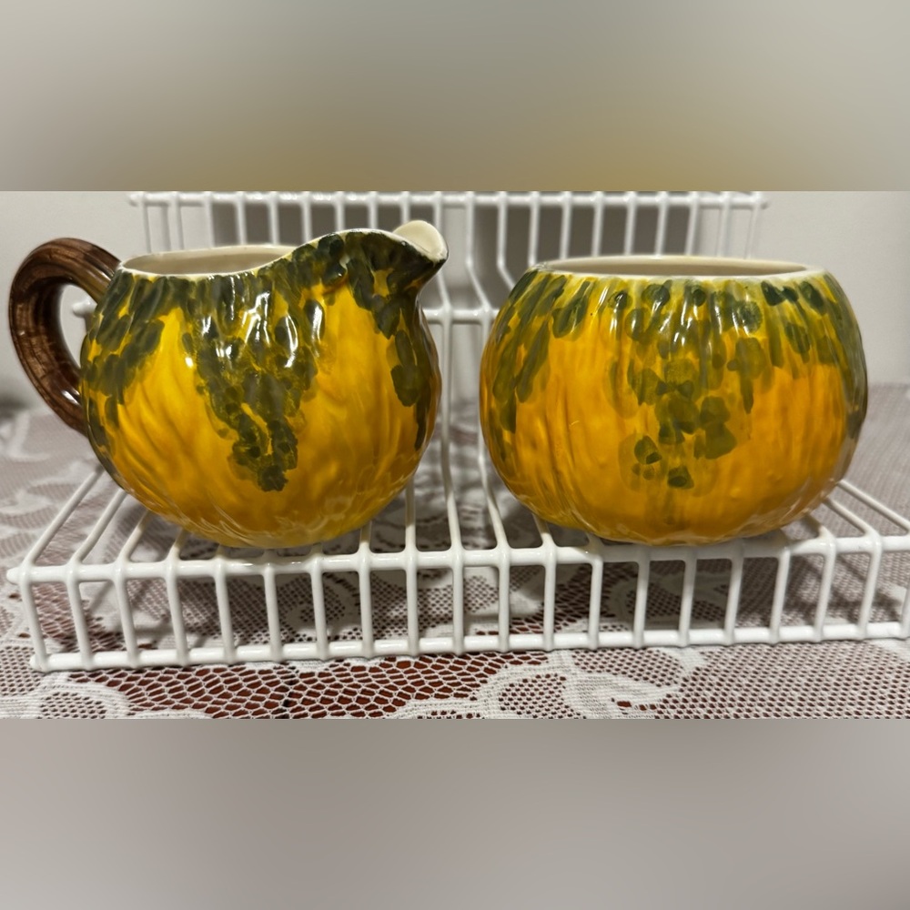 Fitz and Floyd Gourd Cream and Sugar Set